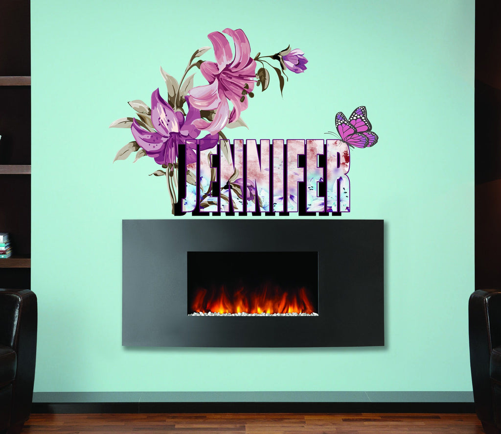Lilies custom wall decal, purple flower wall stickers, 3d flower wall decor, lily flower wall stickers wall decor living room - GD443