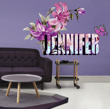 Load image into Gallery viewer, Lilies custom wall decal, purple flower wall stickers, 3d flower wall decor, lily flower wall stickers wall decor living room - GD443