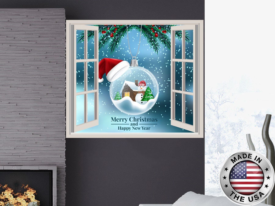 Merry Christmas Wall Decal. Christmas Window Vinyl Sticker. Christmas Wall Decor. Removable Decal. Holiday Theme for Home Decoration NT121