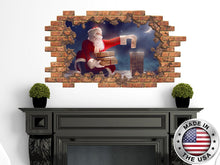 Load image into Gallery viewer, Santa Claus Hole in the Decals. Xmas Vinyl Sticker Murals. Christmas Room Decal. Merry Christmas Gift. Holiday Window Decoration NT200