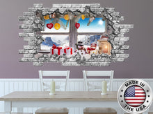 Load image into Gallery viewer, Christmas Hole in the Decal. Xmas Vinyl Sticker Mural. Christmas Room Decal. Merry Christmas Holiday Window Decor. Peel and Stick NT203