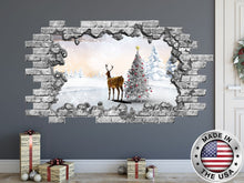Load image into Gallery viewer, Christmas Hole in the Decals. Christmas Deer and Tree Decals. Xmas Vinyl Sticker Murals. Christmas Gift Decoration. Window Holiday NT206
