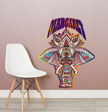Load image into Gallery viewer, Mandala Elephant Custom name wall decal, personalized sticker, personalized decal, nursery decal baby boy stickers, baby girl decal GD446