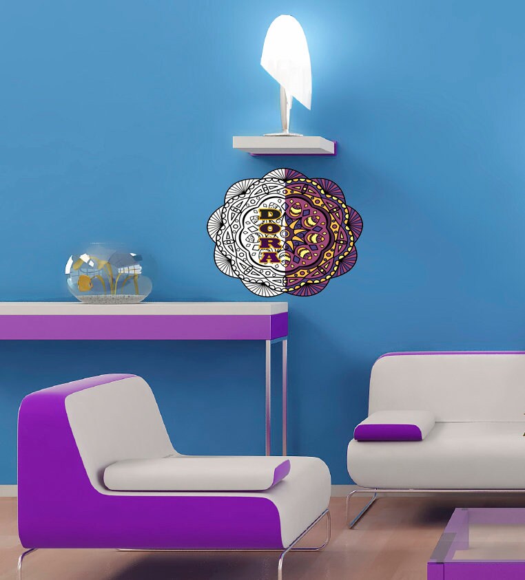 Mandala Custom name wall decal, personalized sticker, personalized decal, nursery decal baby boy stickers, baby girl decal GD444