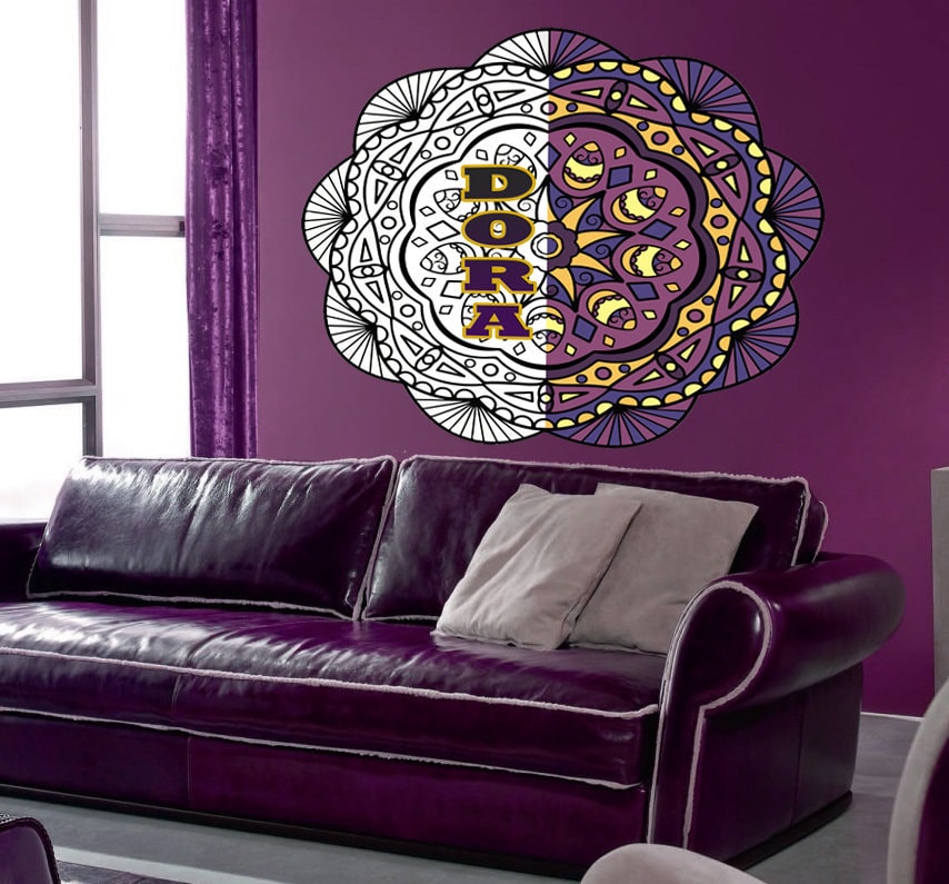 Mandala Custom name wall decal, personalized sticker, personalized decal, nursery decal baby boy stickers, baby girl decal GD444
