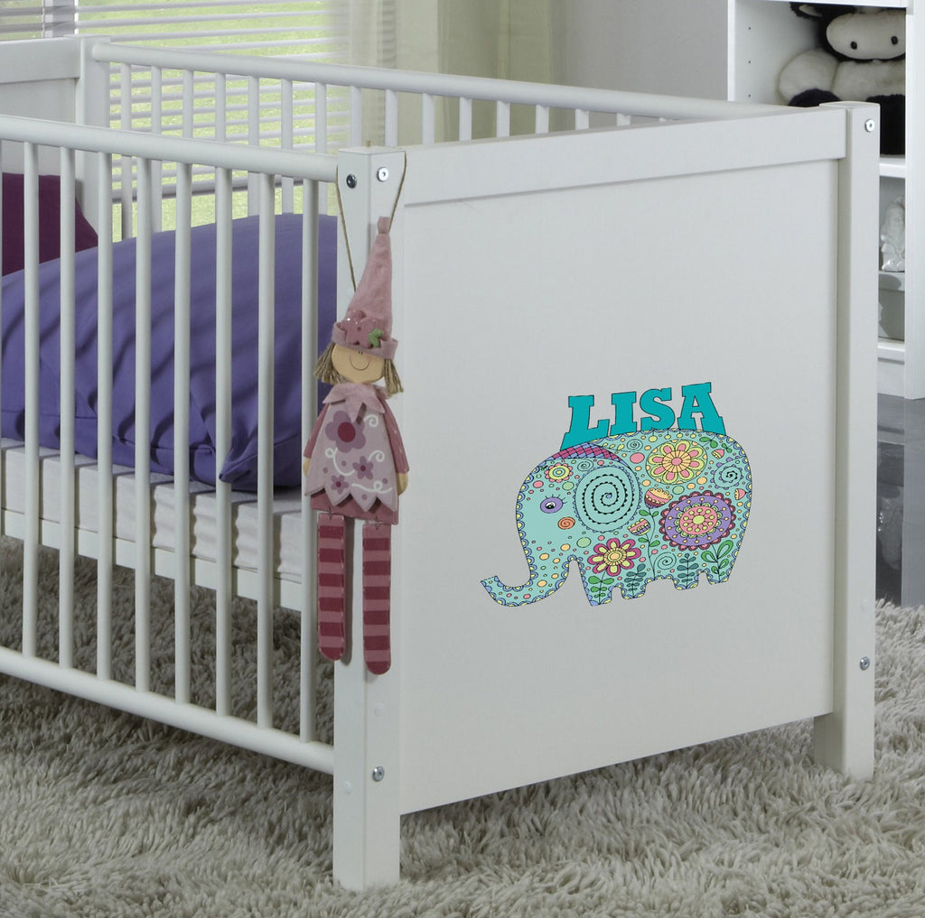Mandala Elephant Custom name wall decal, personalized sticker, personalized decal, nursery decal baby boy stickers, baby girl decal GD448