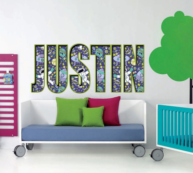 Space Planets Custom name wall decal, personalized sticker, personalized decal, nursery decal baby boy stickers, baby girl decal GD452