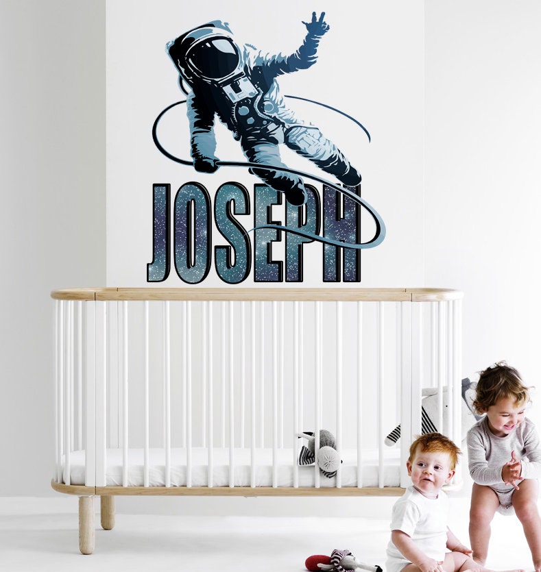 Space Cosmonaut Custom name stickers boy, personalized sticker, nursery decal baby boy stickers GD455