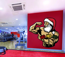 Load image into Gallery viewer, Merry Christmas decal, Gym Decor Polygonal Wall decal, Gym Santa Claus Bodybuilder Polygon Modern wall art sticker, Christmas gift-GD479