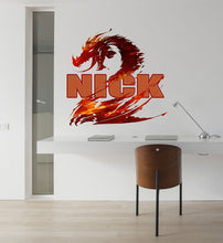 Load image into Gallery viewer, Dragon Custom name wall decal, personalized sticker, personalized decal, nursery decal baby boy stickers, baby girl decal GD392