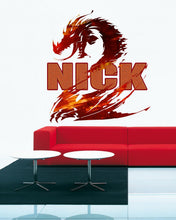 Load image into Gallery viewer, Dragon Custom name wall decal, personalized sticker, personalized decal, nursery decal baby boy stickers, baby girl decal GD392