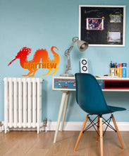 Load image into Gallery viewer, Dragon Custom name wall decal, personalized sticker, art, decal, nursery decal baby boy stickers, Dragon room décor baby girl decal GD395