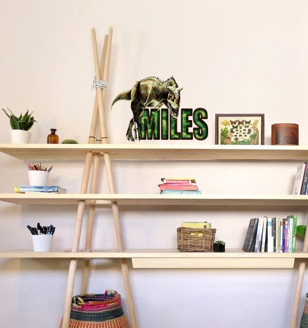 Dinosaur Custom name wall decal, Boys Nursery Green T Rex Tyrannosaurus Dinosaurs Initial Vinyl Wall Stickers GD396