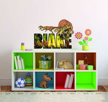 Load image into Gallery viewer, Dinosaur Raptor Custom name wall decal, Custom Name Dinosaurs Wall Decal, Kids Sticker Trex T-rex, GD397