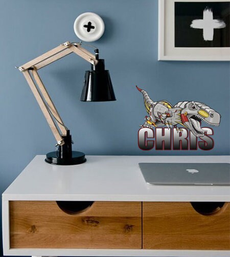 Dinosaur Raptor Custom name wall decal, personalized sticker, personalized decal, nursery decal baby boy stickers, baby girl decal GD398