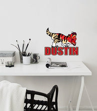 Load image into Gallery viewer, Dinosaur Raptor Custom name wall decal, personalized sticker, personalized decal, nursery decal baby boy stickers, baby girl decal GD399