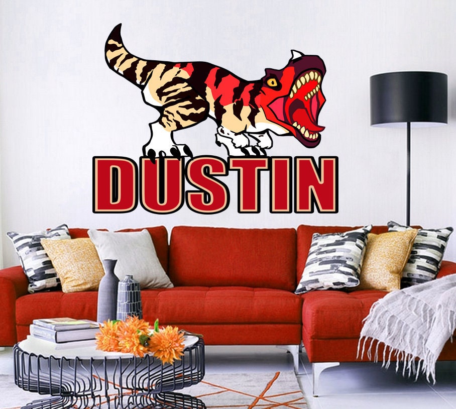 Dinosaur Raptor Custom name wall decal, personalized sticker, personalized decal, nursery decal baby boy stickers, baby girl decal GD399
