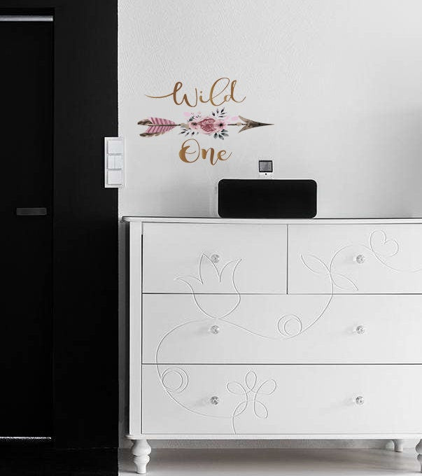 Wall decal art stickers Boho Quote, Childrens wall sticker Bohemian style decor, Boho Arrow vinyl sticker, baby stickers, baby decal-GD487