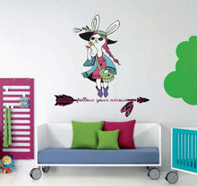 Load image into Gallery viewer, Wall decal art stickers Bohemian Girl, Childrens wall sticker Bohemian style decor, Boho Arrow vinyl sticker, baby stickers, GD488