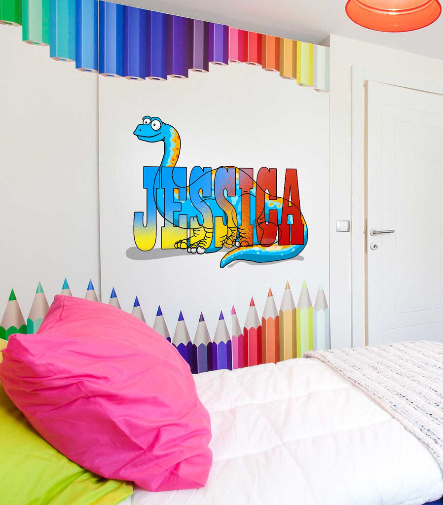 Dinosaur diplodocus Custom name wall decal, personalized sticker, personalized decal, nursery decal baby boy stickers, baby girl decal GD404