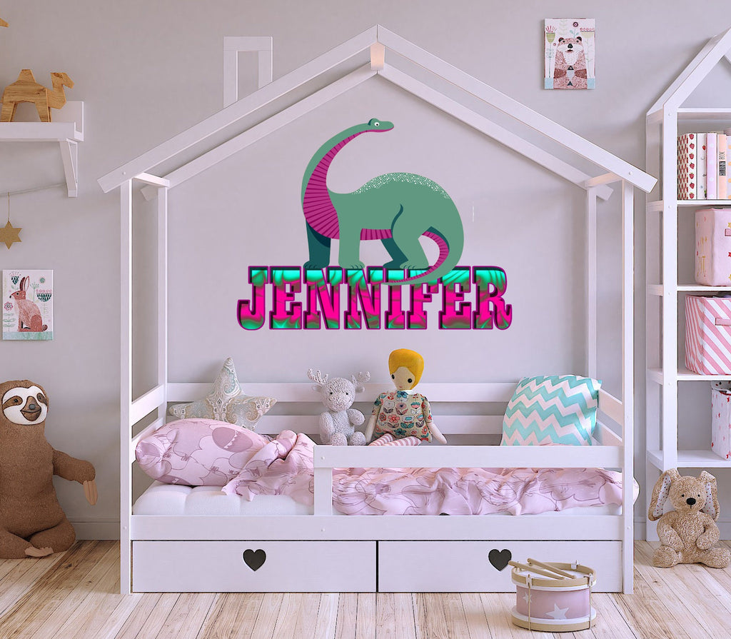 Dinosaur diplodocus Custom name wall decal, personalized sticker, personalized decal, nursery decal baby boy stickers, baby girl decal GD405
