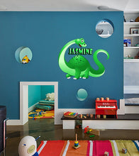 Load image into Gallery viewer, Brachiosaurus Custom name wall decal, Jurassic Triassic Era Wall Decal Custom Dinosaur Vinyl Sticker Kids Room Decor, wall stickers, GD410
