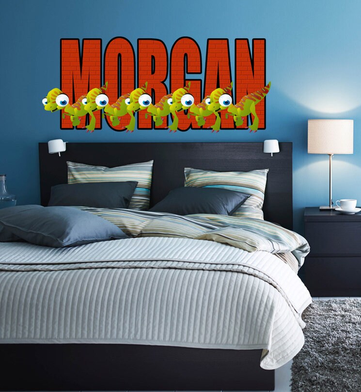 Dinosaur Name Wall Decal-Custom Name Dinosaur Decal-Boys Name Decal-Boys Room Decal-Personalized Name Dinosaur Wall Decal Nursery DecalGD413