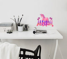 Load image into Gallery viewer, Nursery decal name Pink unicorn sticker Pony decal Custom name wall decal Personalized name decal for wall Custom nursery name print