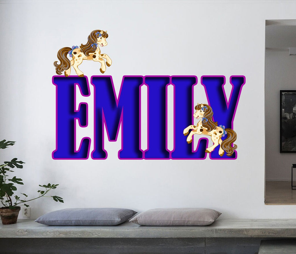 Pony Custom name wall decal, personalized sticker, personalized decal, nursery decal baby boy stickers, baby girl decal GD415
