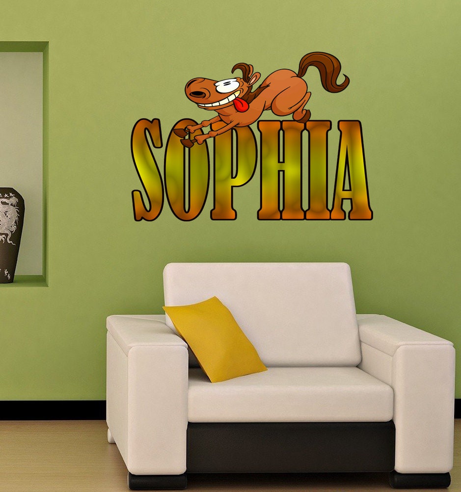 Pony Custom name wall decal, personalized sticker, personalized decal, nursery decal baby boy stickers, baby girl decal GD416