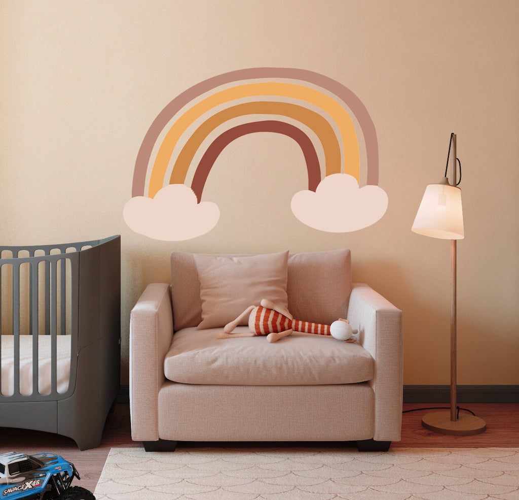 Boho Rainbow Wall Decal Clouds Kids Room Decor, Boho Cloud vinyl sticker, baby stickers, Girl decal, Boy decals-GD508