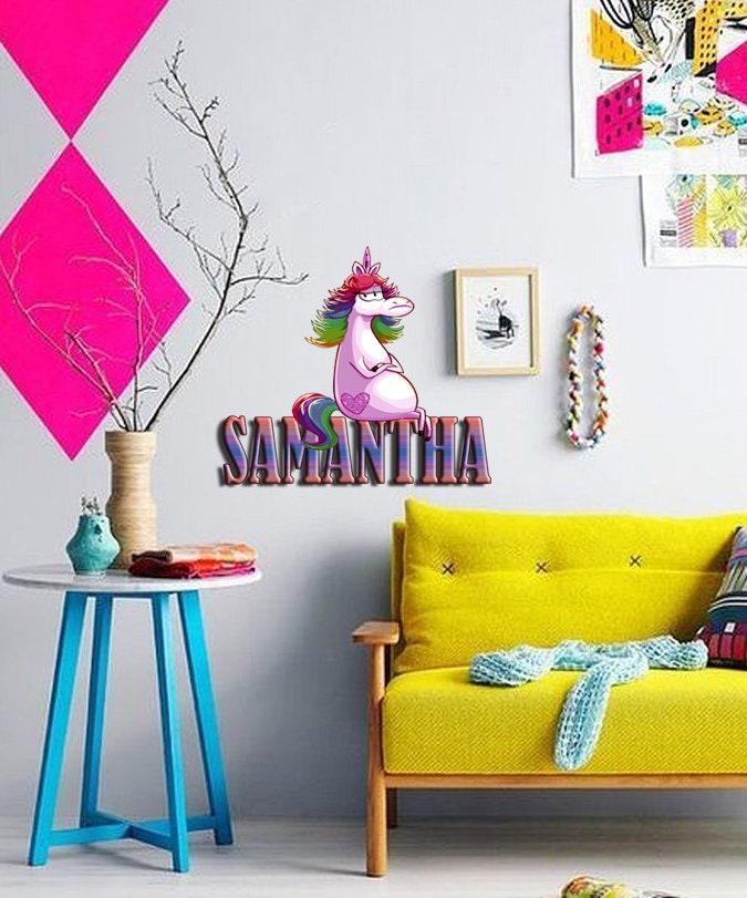 Unicorn Custom name wall decal, 3d unicorn wall, living room decor, unicorn room decor for girls bedroom, wall decor, baby girl decal GD420