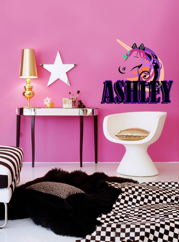 Unicorn Custom name wall decal, personalized sticker, toddler room decor for girls, wall stickers for kids, unicorn wall stickers GD421