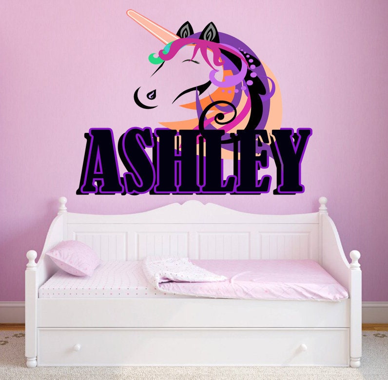 Unicorn Custom name wall decal, personalized sticker, toddler room decor for girls, wall stickers for kids, unicorn wall stickers GD421