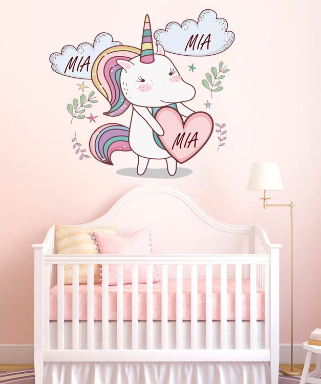 Unicorn Custom name wall decal, personalized sticker, wall decals for girls bedroom , wall decoration, unicorn stickers for wall GD423