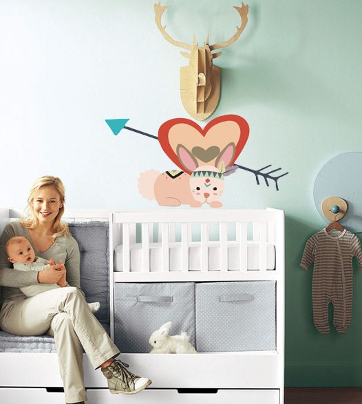 Lovely Cute Bunnies Rabbits Animal Wall Stickers Removable Wall Decals Art Decor for Nursery, Baby Bedroom, Playroom, Living Room-GD514