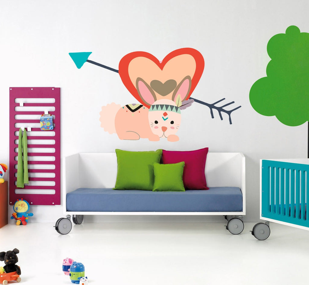 Lovely Cute Bunnies Rabbits Animal Wall Stickers Removable Wall Decals Art Decor for Nursery, Baby Bedroom, Playroom, Living Room-GD514