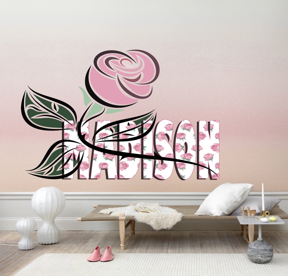 Vintage Peony Wall Decal - Kids Wall Decor, custom name stickers,living room wall decor,peony art - GD428