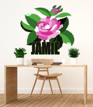 Load image into Gallery viewer, Rose Sticker-Custom Name Wall Decal - Rose Decals for Wall - Peony Rose-Bathroom Flower Decor (wall decals peel and stick) GD431