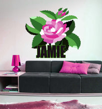 Load image into Gallery viewer, Rose Sticker-Custom Name Wall Decal - Rose Decals for Wall - Peony Rose-Bathroom Flower Decor (wall decals peel and stick) GD431