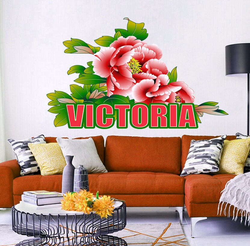 Vintage Peony Wall Decal,Custom Vinyl Decals, Peony Flower Wall Stickers,Flower Wall Art ,Peony Wall Mural for Bedroom Wall Decor GD433
