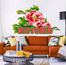 Load image into Gallery viewer, Vintage Peony Wall Decal,Custom Vinyl Decals, Peony Flower Wall Stickers,Flower Wall Art ,Peony Wall Mural for Bedroom Wall Decor GD433