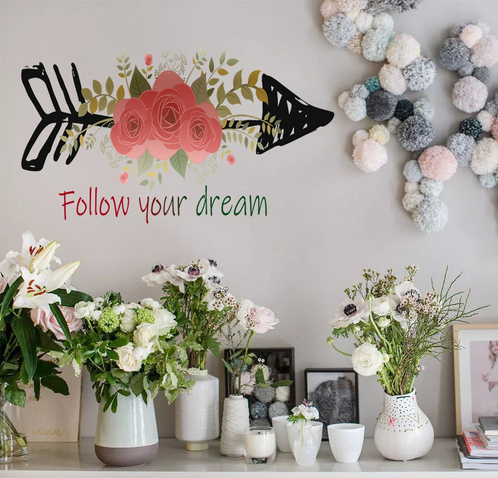 Flower wall decal ,Custom Vinyl Decals for Nursery Decor,Arrow Shaped Boho Stickers, Flower Wall Art -GD516