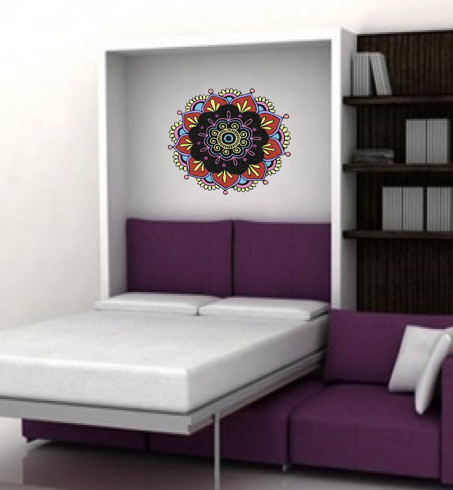 Boho Mandala Wall Decal Mandala Wall Stickers Lotus Mandala Decals for Walls Flower Wall Sticker, Wall Decals for Bedroom Living Room-GD519