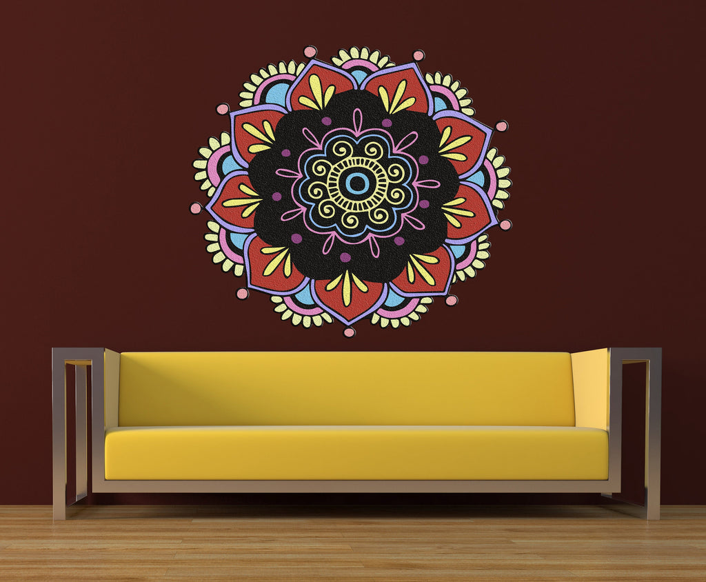 Boho Mandala Wall Decal Mandala Wall Stickers Lotus Mandala Decals for Walls Flower Wall Sticker, Wall Decals for Bedroom Living Room-GD519