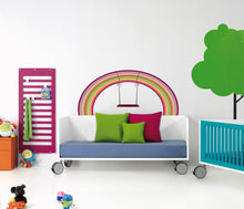 Load image into Gallery viewer, Wall decal art Boho Rainbow Swing, Rainbow Wall Decal Art Girls Bedroom Nursery Wall Decor Removable Vinyl Wall Stickers Room Decor -GD520