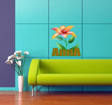 Load image into Gallery viewer, Lilies Flower custom name stickers, flower wall decor, personalized decal, flower decals, wall art bedroom GD439