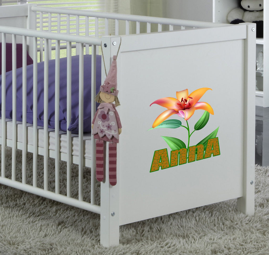 Lilies Flower custom name stickers, flower wall decor, personalized decal, flower decals, wall art bedroom GD439