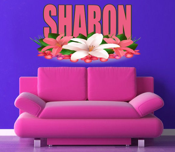 Lilies flower decals for walls, personalized sticker, personalized decal, nursery decal baby boy stickers, baby girl decal GD442