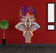Load image into Gallery viewer, Mandala Elephant Custom name wall decal, personalized sticker, personalized decal, nursery decal baby boy stickers, baby girl decal GD446